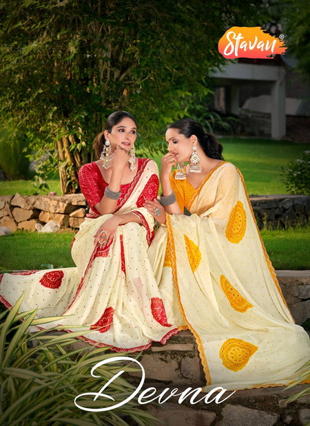 Devna By Stavan Fancy Chiffon With Embroidery Saree Online Wholesale